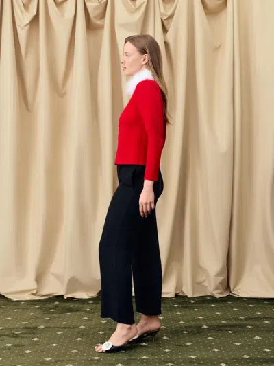 Sleeper Miss Kitty Cardigan With Detachable Feathers In Red In Red