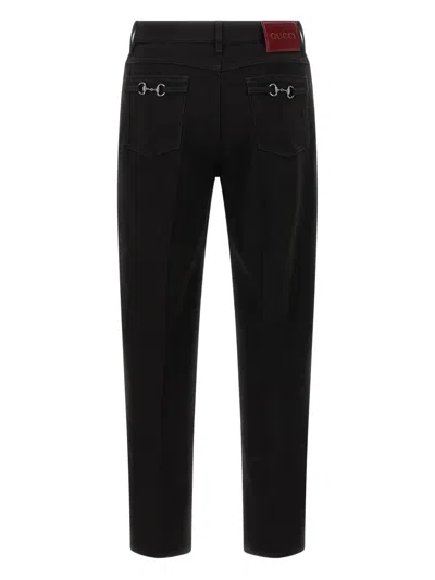 Gucci Cropped Denim Trousers Five Pocket Style In Black