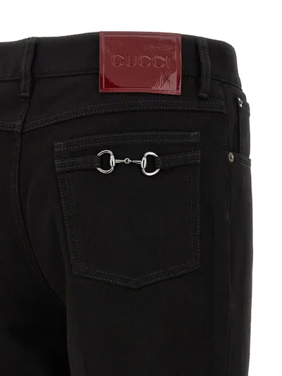 Gucci Cropped Denim Trousers Five Pocket Style In Black