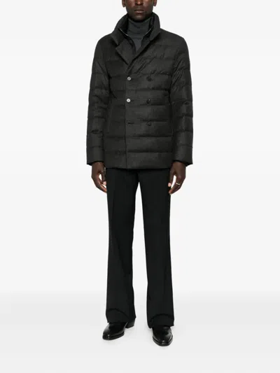 Duno Button-down Padded Jacket In Black