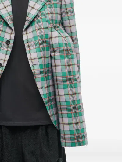 Comme Des Garçons Homme Deux Plaid Blazer In Green