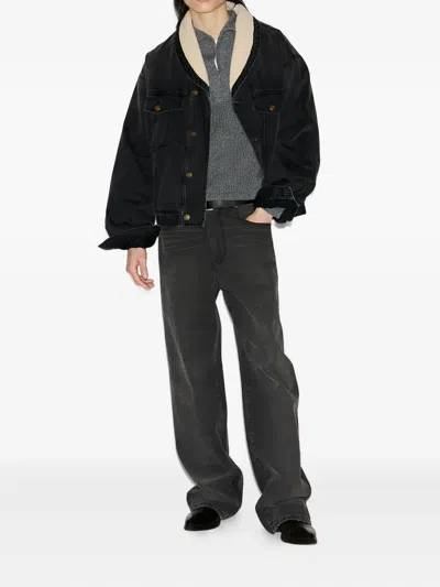 Isabel Marant Shearling Collar Buttoned Jackson Jacket In Black