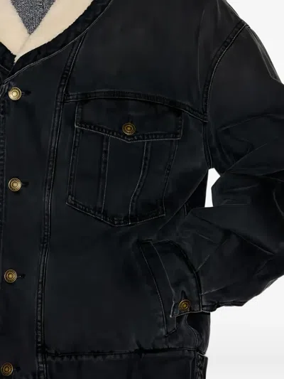 Isabel Marant Shearling Collar Buttoned Jackson Jacket In Black