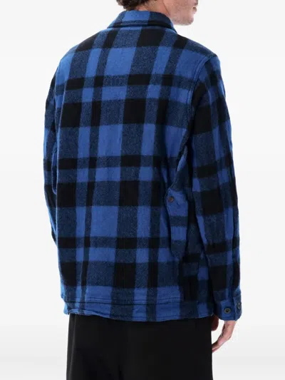 Junya Watanabe Wool Checked Work Jacket In Blue