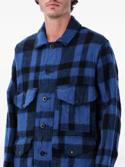 Junya Watanabe Wool Checked Work Jacket In Blue