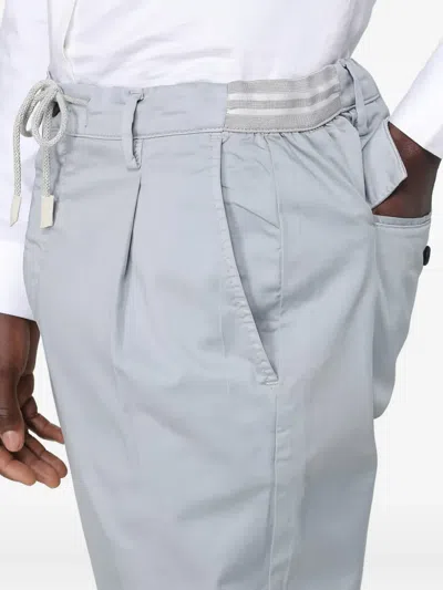 Eleventy Drawstring Pleated Trousers In Blue