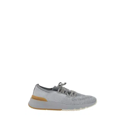 Brunello Cucinelli Stretch Knit Low-top Sneakers In Gray