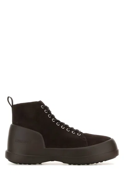 Moon Boot Brown Suede Mezzaluna Sneakers In Brown