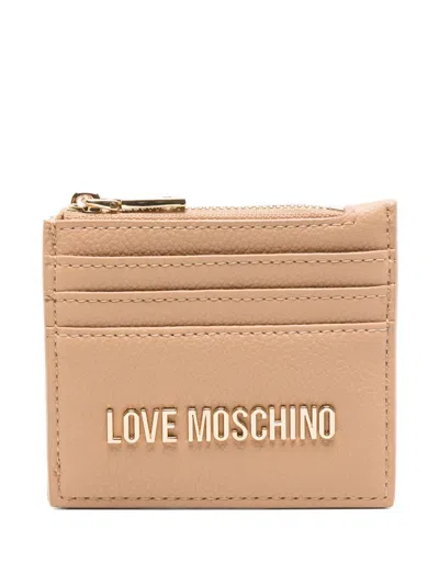 Love Moschino Logo-plaque Cardholder In Neutral