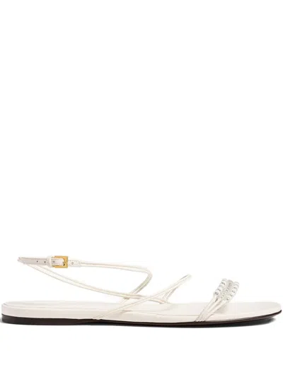 Khaite Bead-embellished Loop Flat Sandals In White