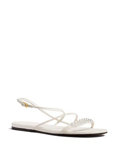 Khaite Bead-embellished Loop Flat Sandals In White