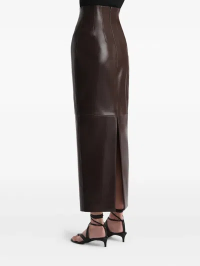 Khaite Midi-length Lamb Leather Skirt With High Waist In Black