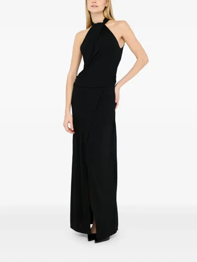 Liu •jo Draped Halter-neck Dress In Black
