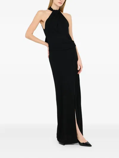 Liu •jo Draped Halter-neck Dress In Black