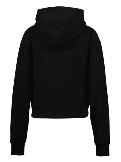 Balmain Vintage Print Hooded Sweatshirt With Long Sleeves In Black