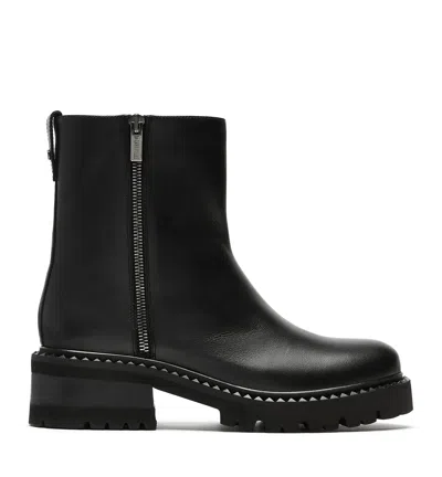 La Canadienne Leather Dual-zip Chunky Ankle Booties In Black