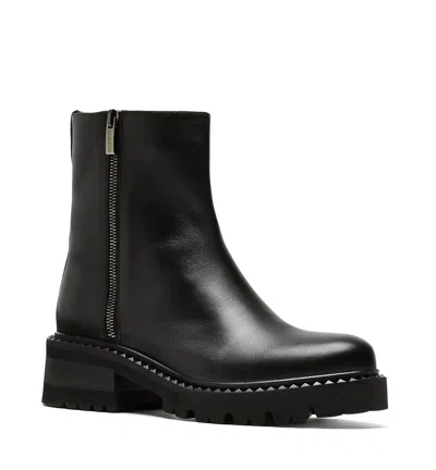 La Canadienne Leather Dual-zip Chunky Ankle Booties In Black