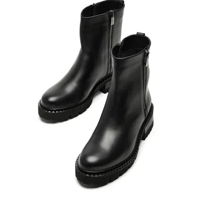 La Canadienne Leather Dual-zip Chunky Ankle Booties In Black