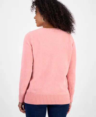 Style & Co Petite Diamond-texture Cable-knit Sweater, Macy's Exclusive In Pink