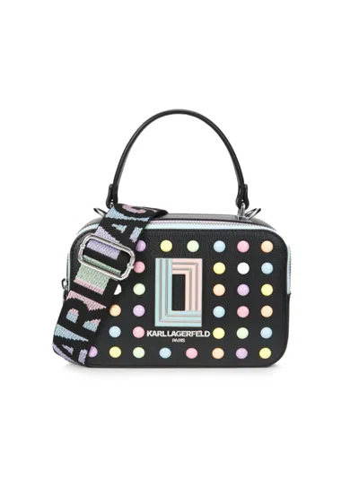 Karl Lagerfeld Simone Leather Crossbody In Black