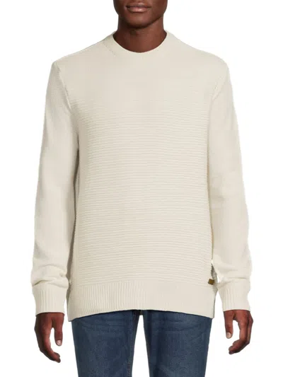 Buffalo David Bitton Men's Warrin Textured Crewneck Pullover Sweater In White