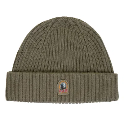 Parajumpers Ribbed Beanie Hat Olive Grey In Green