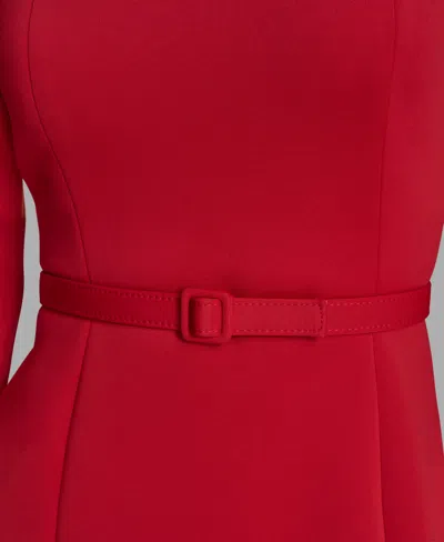 Bcbg Scuba Off-the-shoulder Belted Fnf In Red