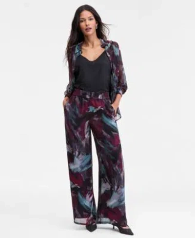 Inc International Concepts Womens Printed Pull On Wide Leg Pants P Xs 3x Macys Exclusive In Multi