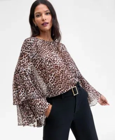 Inc International Concepts Womens Ruffle Trim Bell Sleeve Blouse P Xs 3x Macys Exclusive In Multi