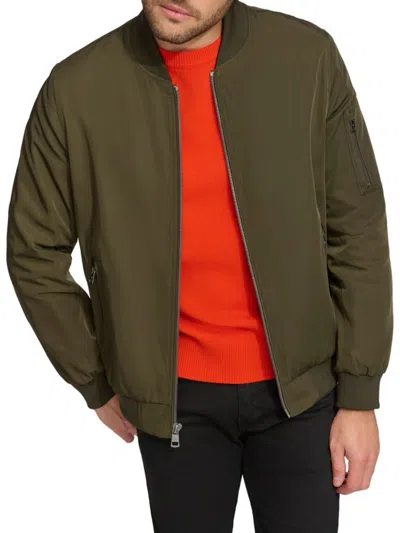 Calvin Klein Men's Solid-color Zipper Flight Jacket In Green