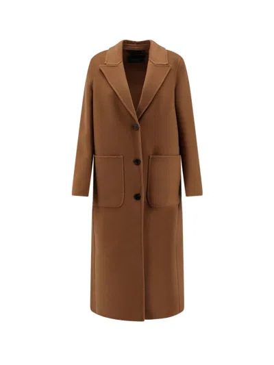 Paltò Elsa Single-breasted Wool Coat In Brown