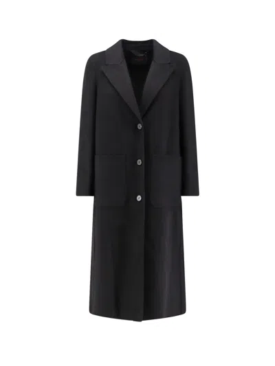 Paltò Patch-pocket Peak-lapels Coat In Black