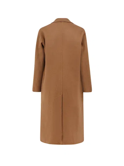 Paltò Double-breasted Peak-lapel Coat In Brown