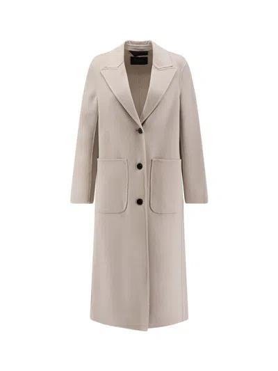 Paltò Peak Lapel Patch Pocket Elsa Coat In Neutral