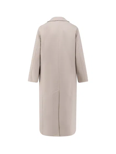 Paltò Peak Lapel Patch Pocket Elsa Coat In Neutral
