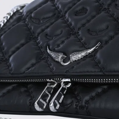 Zadig & Voltaire Rectangular Quilted Shoulder Bag With Chain Strap In Black