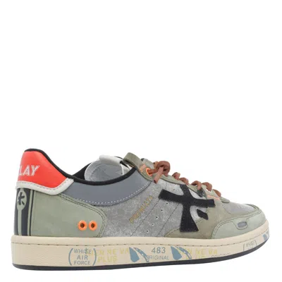 Premiata Suede Sneakers With Perforated Design And Contrast Tab In Green