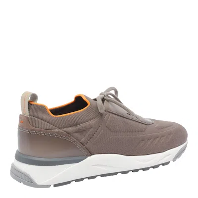 Santoni Sneakers Low Top Round Toe In Brown