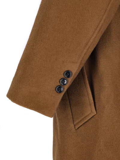 Ami Alexandre Mattiussi Double-breasted Coat Featuring Back Vent And Notched Lapels In Brown