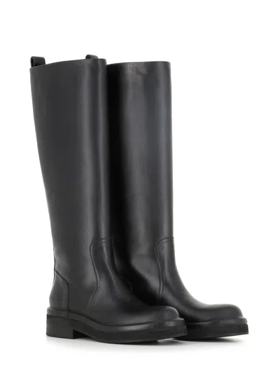 Del Carlo Leather Boots In Black