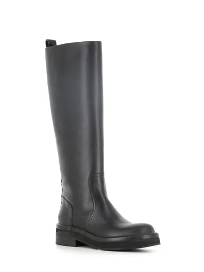 Del Carlo Leather Boots In Black