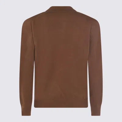 Altea Long-sleeved Polo Jumper In Brown