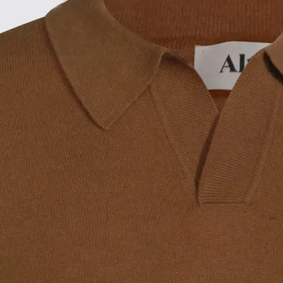 Altea Long-sleeved Polo Jumper In Brown