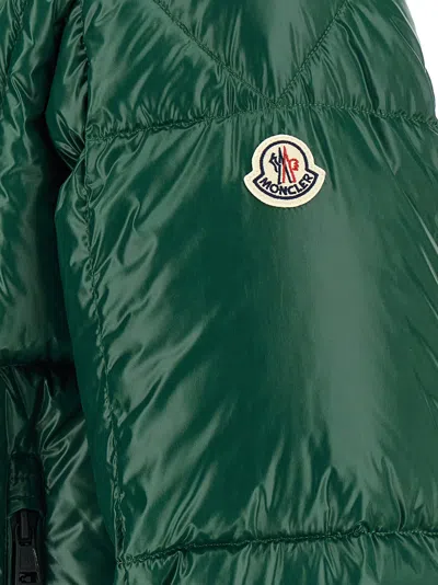Moncler Parana Glossy Hooded Short Down Jacket Clothing In Green