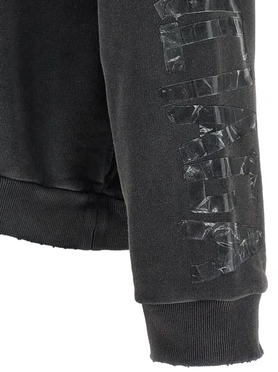 Balenciaga Men Transparent Tape Hoodie With Torn Pocket In Gray