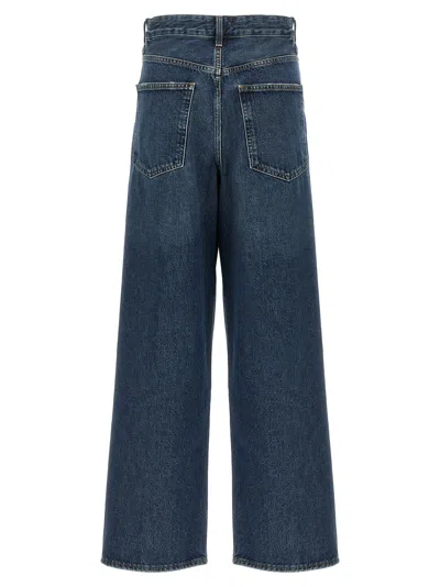 Agolde Vana Draped Low-rise Wide-leg Jeans In Blue