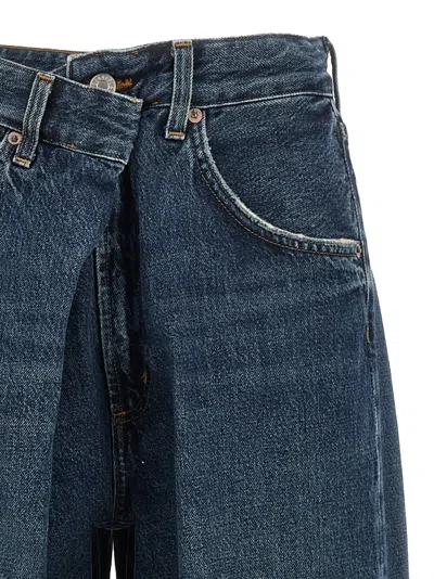 Agolde Vana Draped Low-rise Wide-leg Jeans In Blue