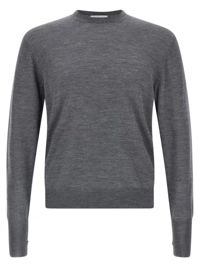 Ma'ry'ya Lightweight Knit Crew Neck Sweater In Gray