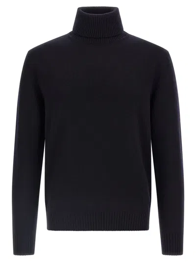 Ballantyne Plain Turtle Neck Sweater In Blue
