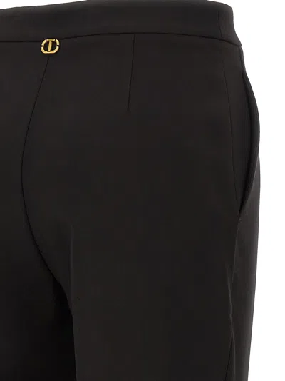 Twinset Tailored Black Trousers With Flared Hem In Black